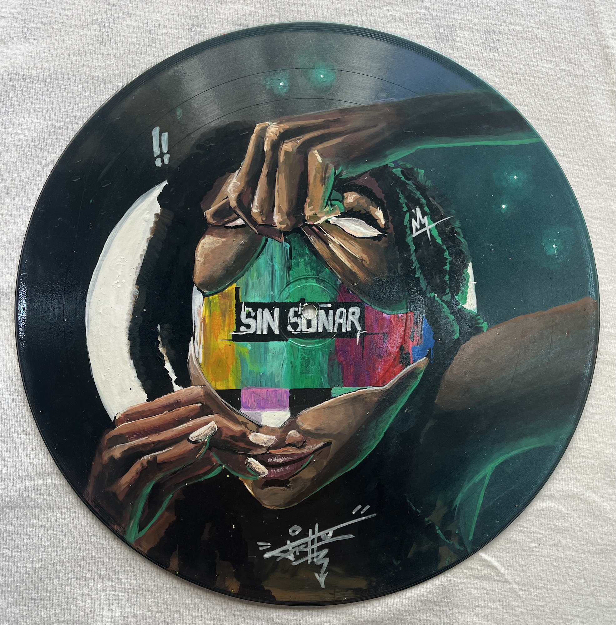 Without Dreaming - Mixed media on vinyl record 30cm diameter